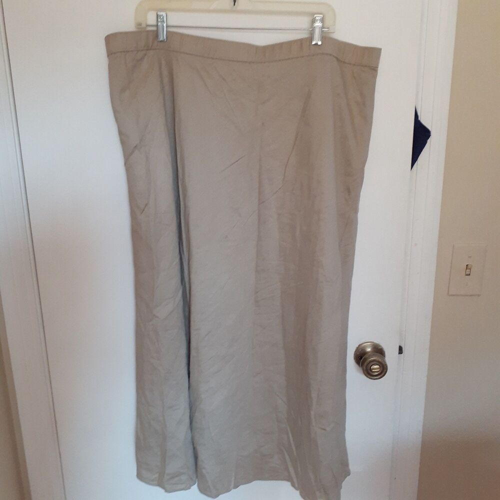 East 5th Skirt 22w Beige Linen Blend A-Line Classic Side Zip Lined Summer Career